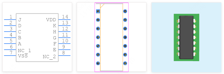CD4082BE引脚图和PCB焊盘图
