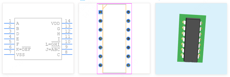 CD4023BE引脚图和PCB焊盘图