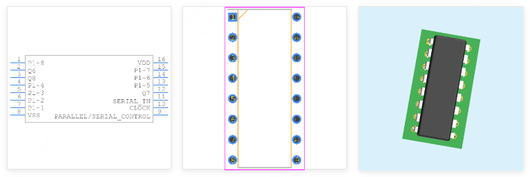 CD4014BE引脚图和PCB焊盘图