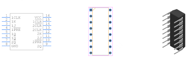 SN74LS112AN引脚图和PCB焊盘图