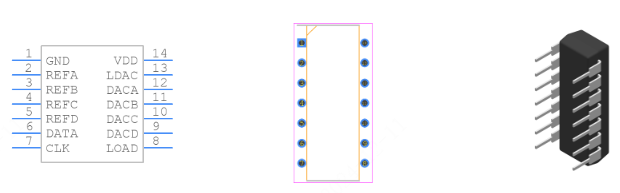 TLC5620CN引脚图和PCB焊盘图