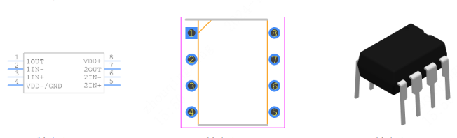TLC2272CP引脚图和PCB焊盘图