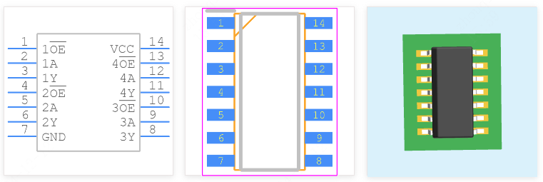 74LVC125ADRG4引脚图和PCB焊盘图