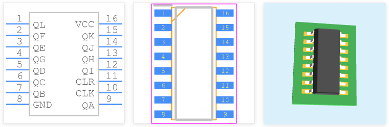 SN74HC4040DR引脚图和PCB焊盘图