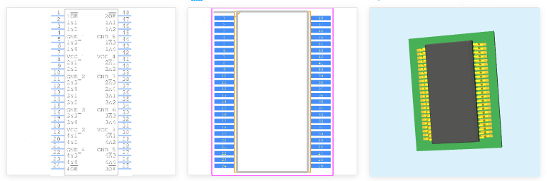 74AC16244DLR引脚图和PCB焊盘图
