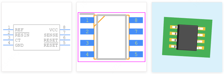 TL7702BCDR引脚图和PCB焊盘图