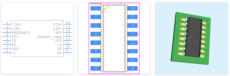 TL594CDR引脚图和PCB焊盘图