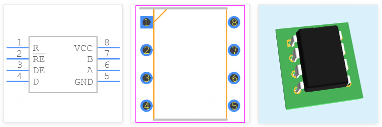 SN75LBC184P引脚图和PCB焊盘图