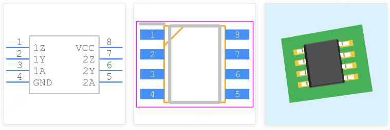SN75158DR引脚图和PCB焊盘图