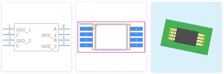 SN75240PWR引脚图和PCB焊盘图