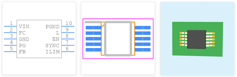 TPS62000DGSR引脚图和PCB焊盘图