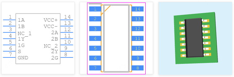 SN75107AN引脚图和PCB焊盘图