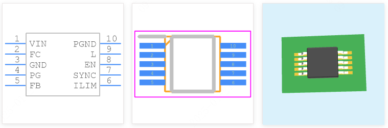 TPS62067DSGR引脚图和PCB焊盘图
