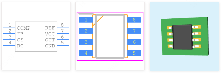 UCC2802DTR引脚图和PCB焊盘图