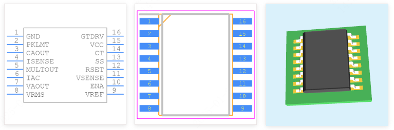 UC3854DWTR引脚图和PCB焊盘图