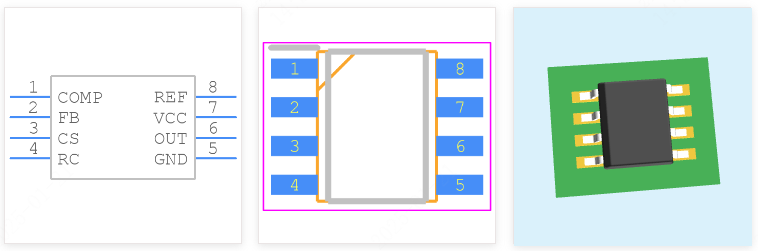 UCC2813DTR-1引脚图和PCB焊盘图