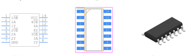 SN74F125DR引脚图和PCB焊盘图