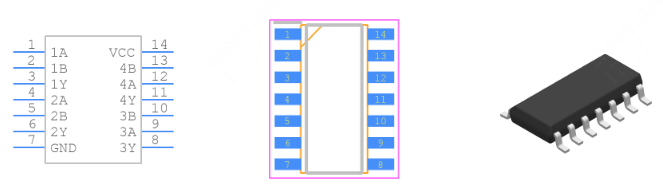 SN74F32DR引脚图和PCB焊盘图