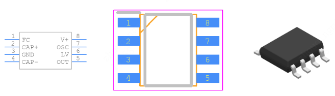 MAX660MX/NOPB引脚图和PCB焊盘图