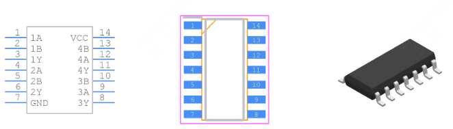 SN74AHCT32DR引脚图和PCB焊盘图