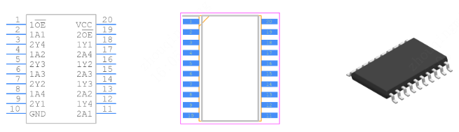 SN74AHC244DWR引脚图和PCB焊盘图