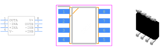 ADA4075-2ARZ引脚图和PCB焊盘图