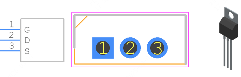 STP5NK50Z引脚图和PCB焊盘图