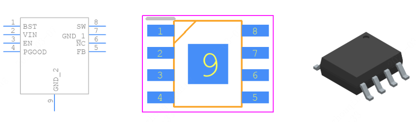 ADP2302ARDZ-5.0-R7引脚图和PCB焊盘图