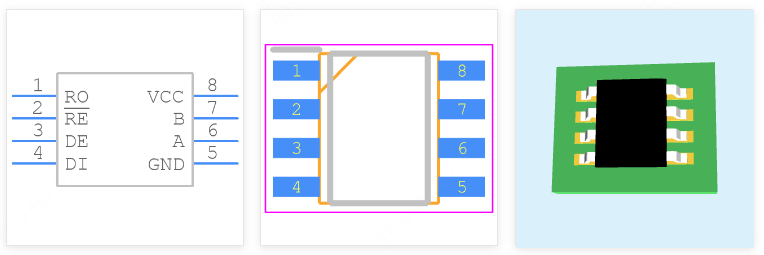 ADM3075EARZ-REEL7引脚图和PCB焊盘图
