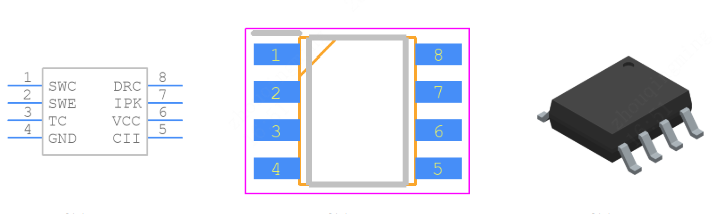 MC34063ECD-TR引脚图和PCB焊盘图