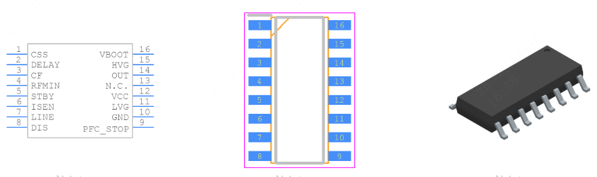 L6599ADTR引脚图和PCB焊盘图
