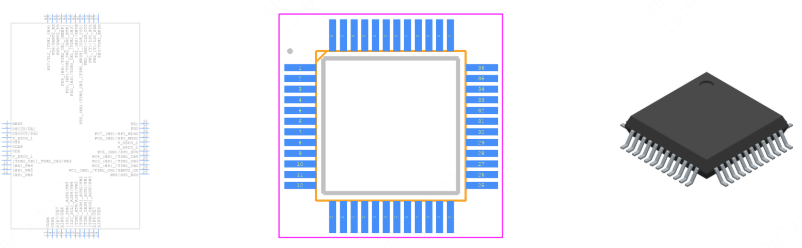 STM8S005C6T6引脚图和PCB焊盘图