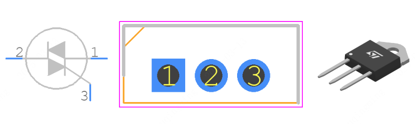 BTA06-600BWRG引脚图和PCB焊盘图