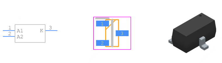 BAR43CFILM引脚图和PCB焊盘图
