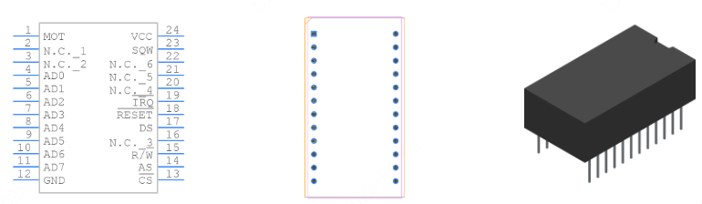 DS12887+引脚图和PCB焊盘图