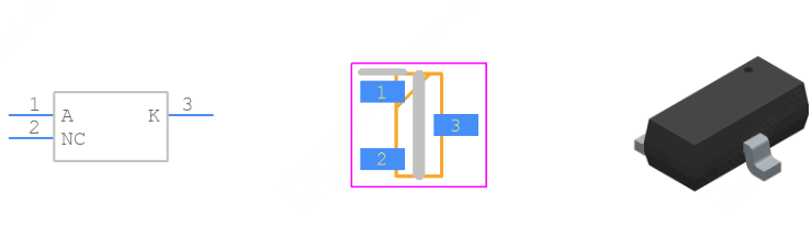 BAS16LT1G引脚图和PCB焊盘图