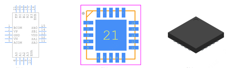 MAX14778ETP+T引脚图和PCB焊盘图