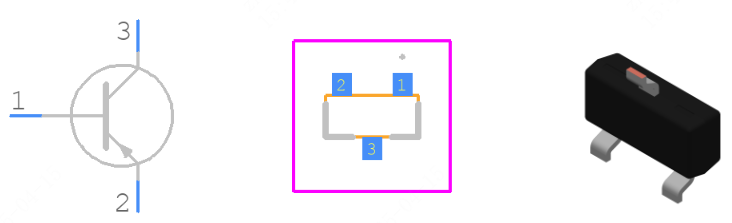 BC857B,215引脚图和PCB焊盘图