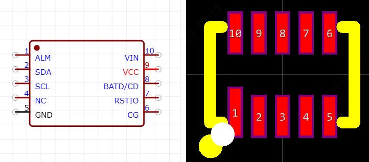 STC3115AIQT引脚图和PCB焊盘图