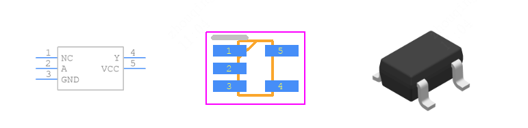SN74AHC1G14DCKR引脚图和PCB焊盘图